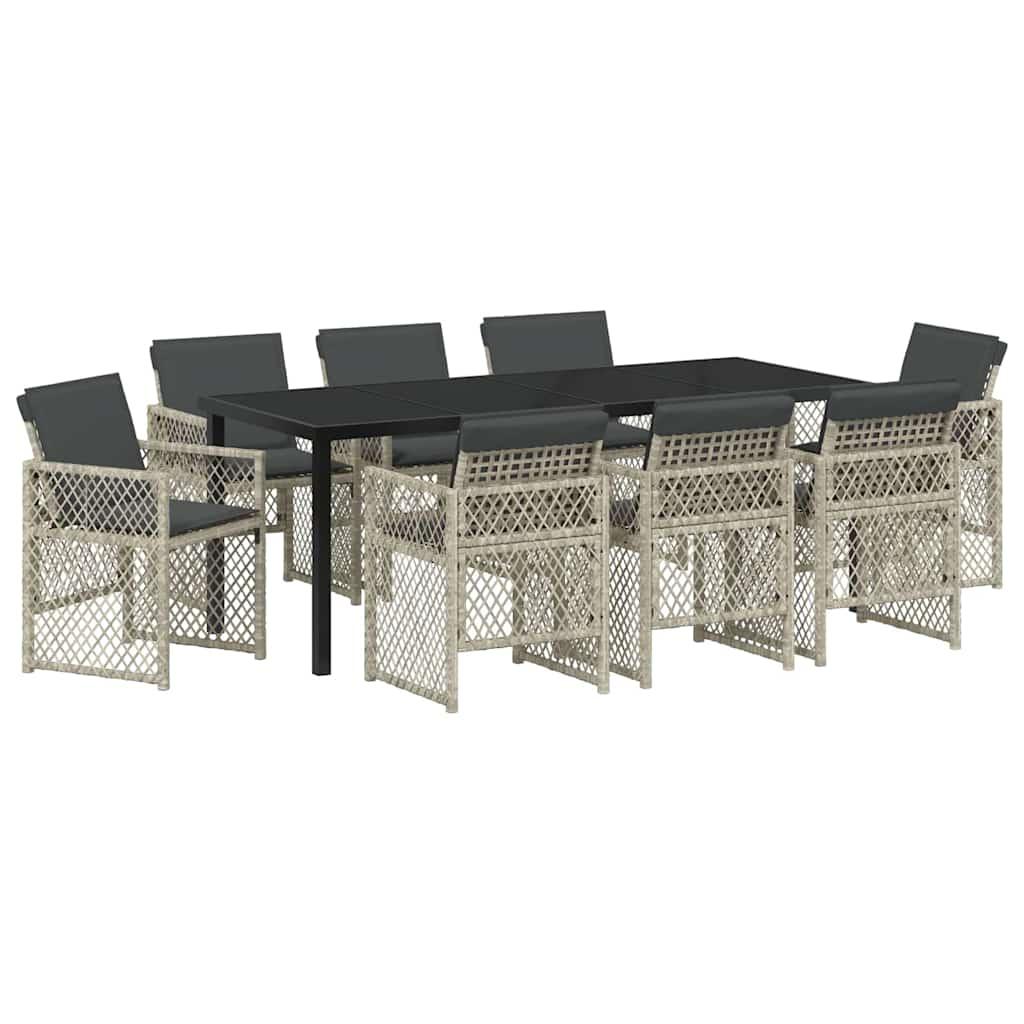 Conjunto de Comedor de Jardín 9 uds. ratán sintético