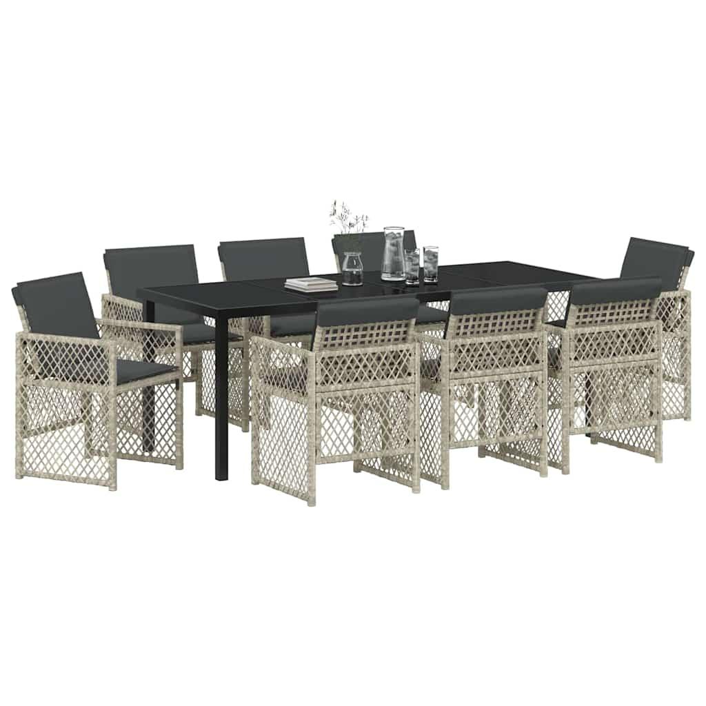 Conjunto de Comedor de Jardín 9 uds. ratán sintético