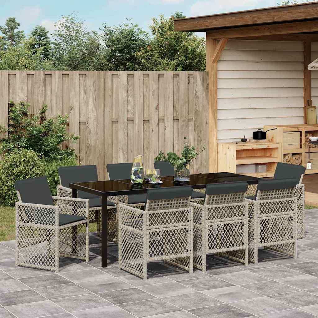Conjunto de Comedor de Jardín 9 uds. ratán sintético