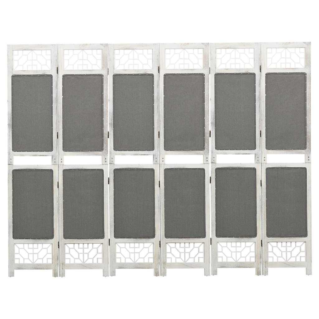 Biombo divisor de 6 paneles de tela gris antracita 240x200 cm