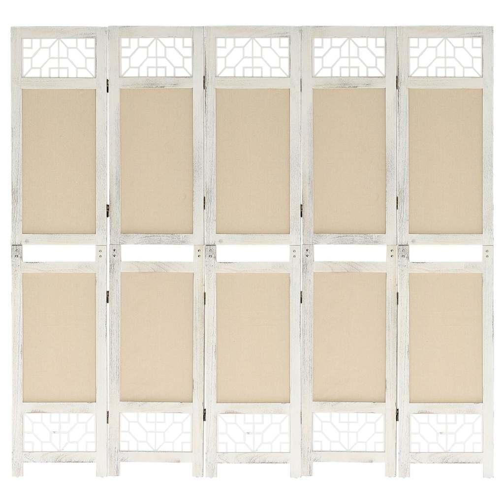 Biombo divisor de 5 paneles de tela gris antracita 200x220 cm