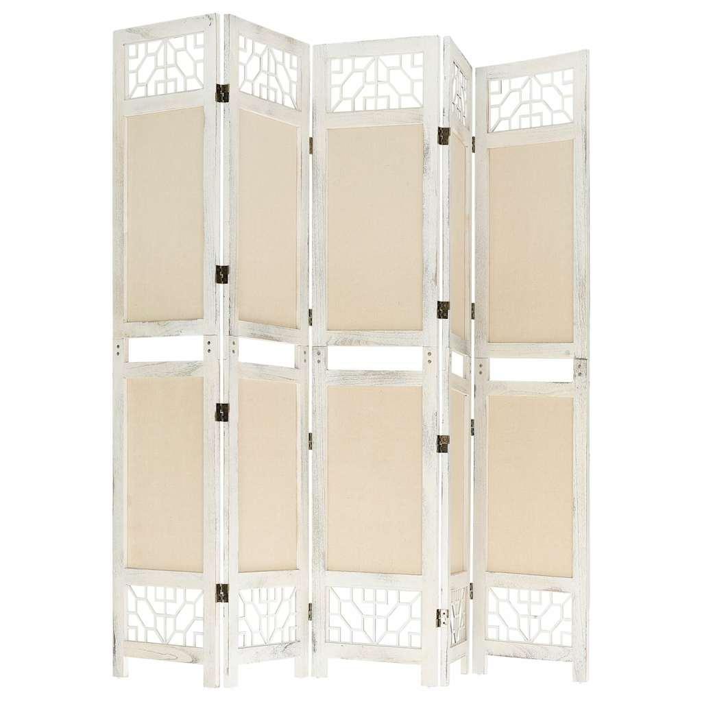 Biombo divisor de 5 paneles de tela gris antracita 200x220 cm
