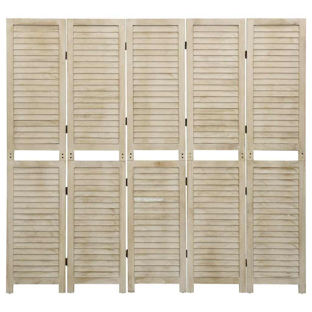 Biombo de 5 paneles de madera maciza de paulownia 175x165 cm