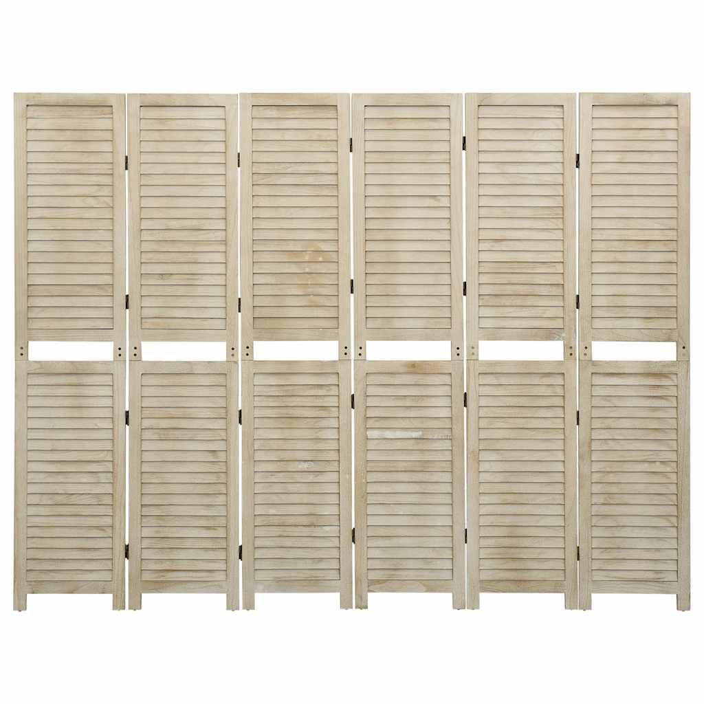 Biombo de 6 paneles de madera maciza de paulownia 210x165 cm