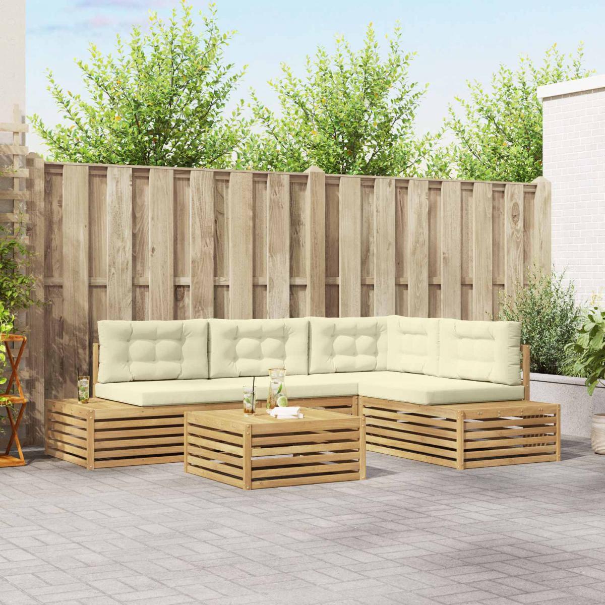 6 uds. Conjunto de sofás de exterior Blanco