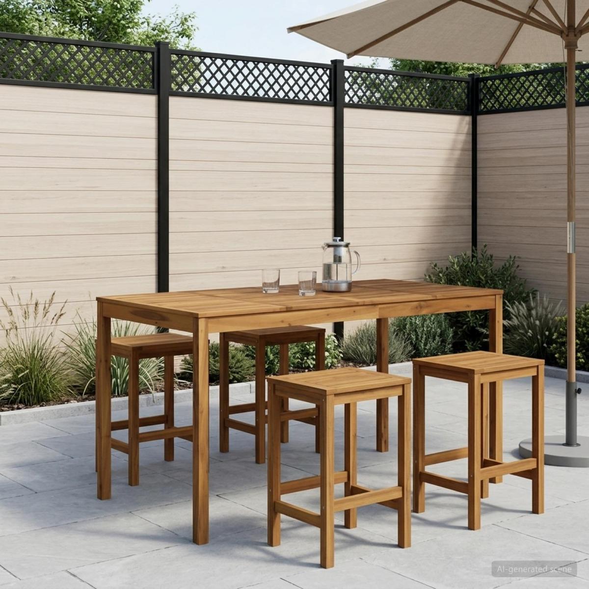 Mesa de Bar para Jardín Natural y negro 196 x 100,5 x 105 cm