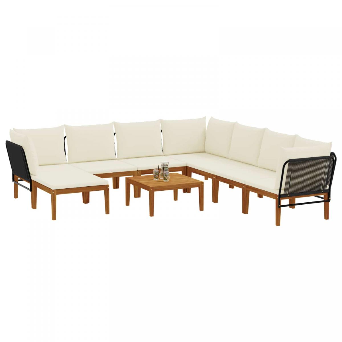 9 uds. Madera de Acacia Sólida y Cuerda Natural