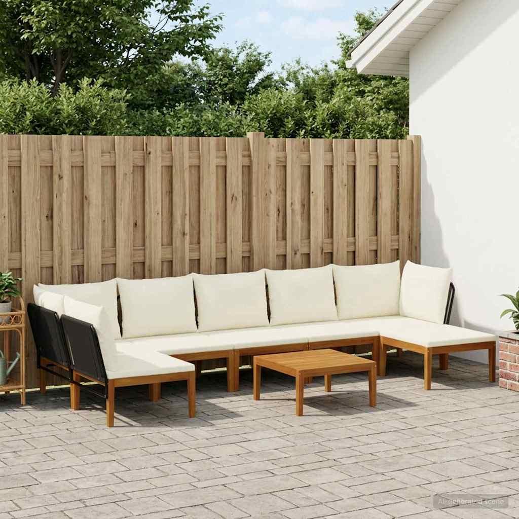 8 uds. Madera de Acacia Sólida y Cuerda Natural
