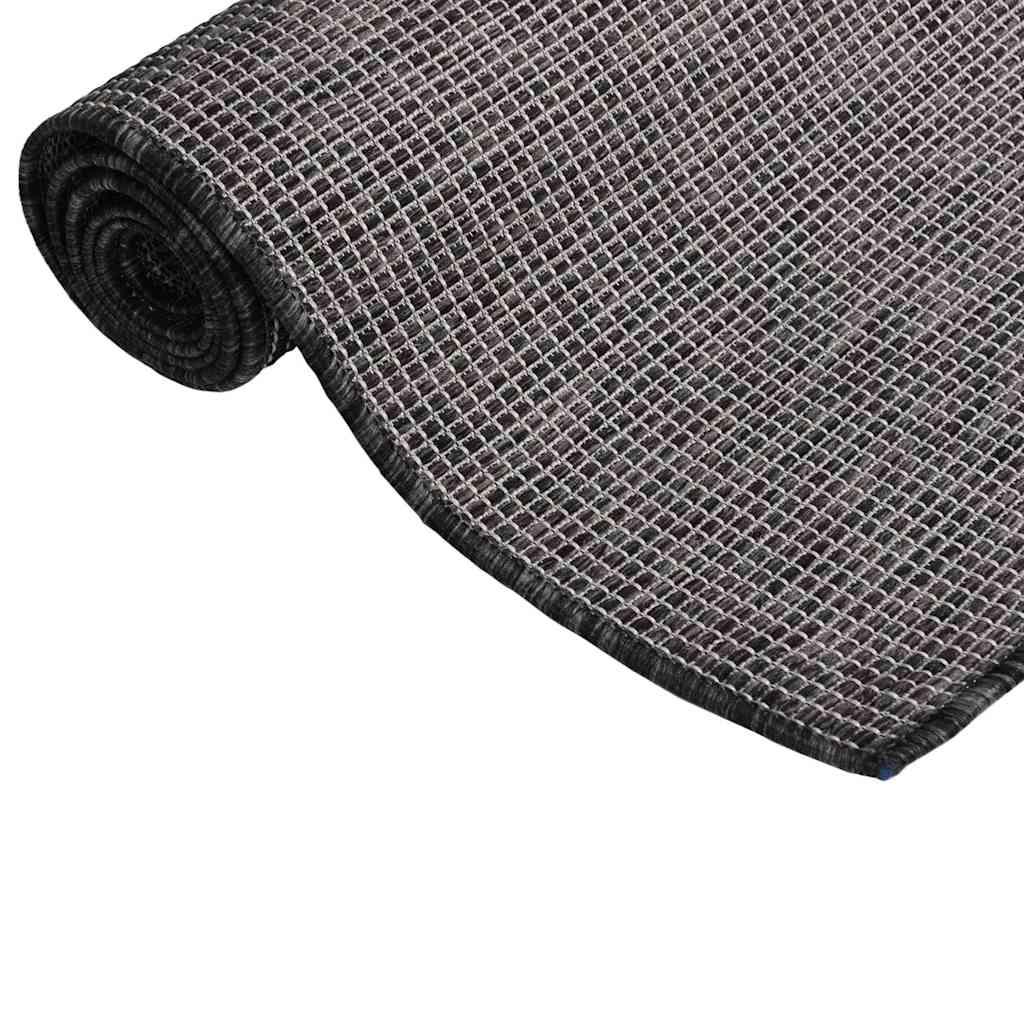 Alfombra de exterior de tejido plano marrón oscuro 120x170 cm