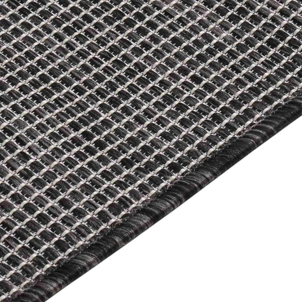 Alfombra de exterior de tejido plano marrón oscuro 120x170 cm