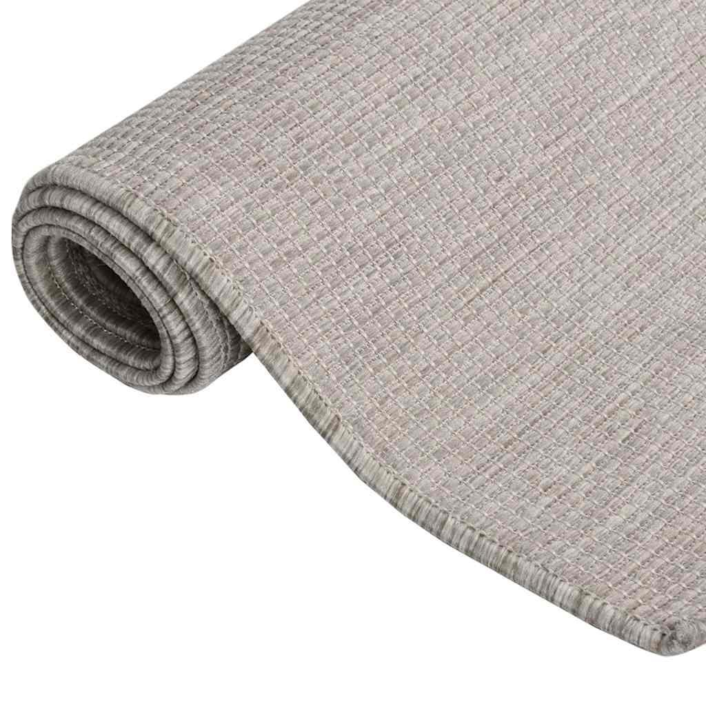 Alfombra de exterior de tejido plano marrón oscuro 120x170 cm