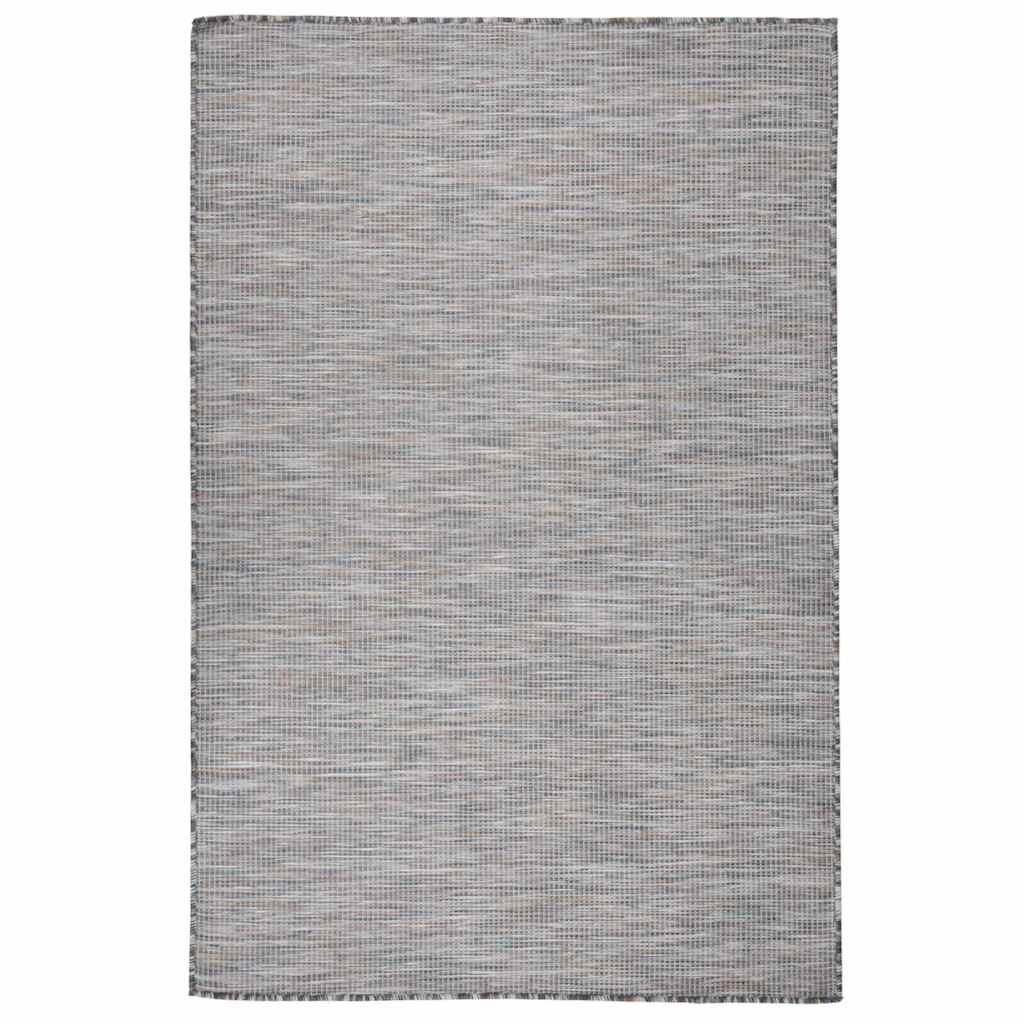 Alfombra de exterior de tejido plano marrón oscuro 120x170 cm