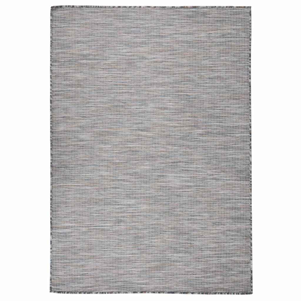 Alfombra de exterior de tejido plano marrón oscuro 120x170 cm