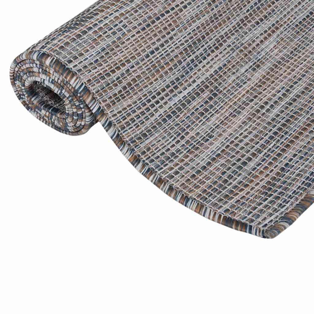 Alfombra de exterior de tejido plano marrón oscuro 120x170 cm