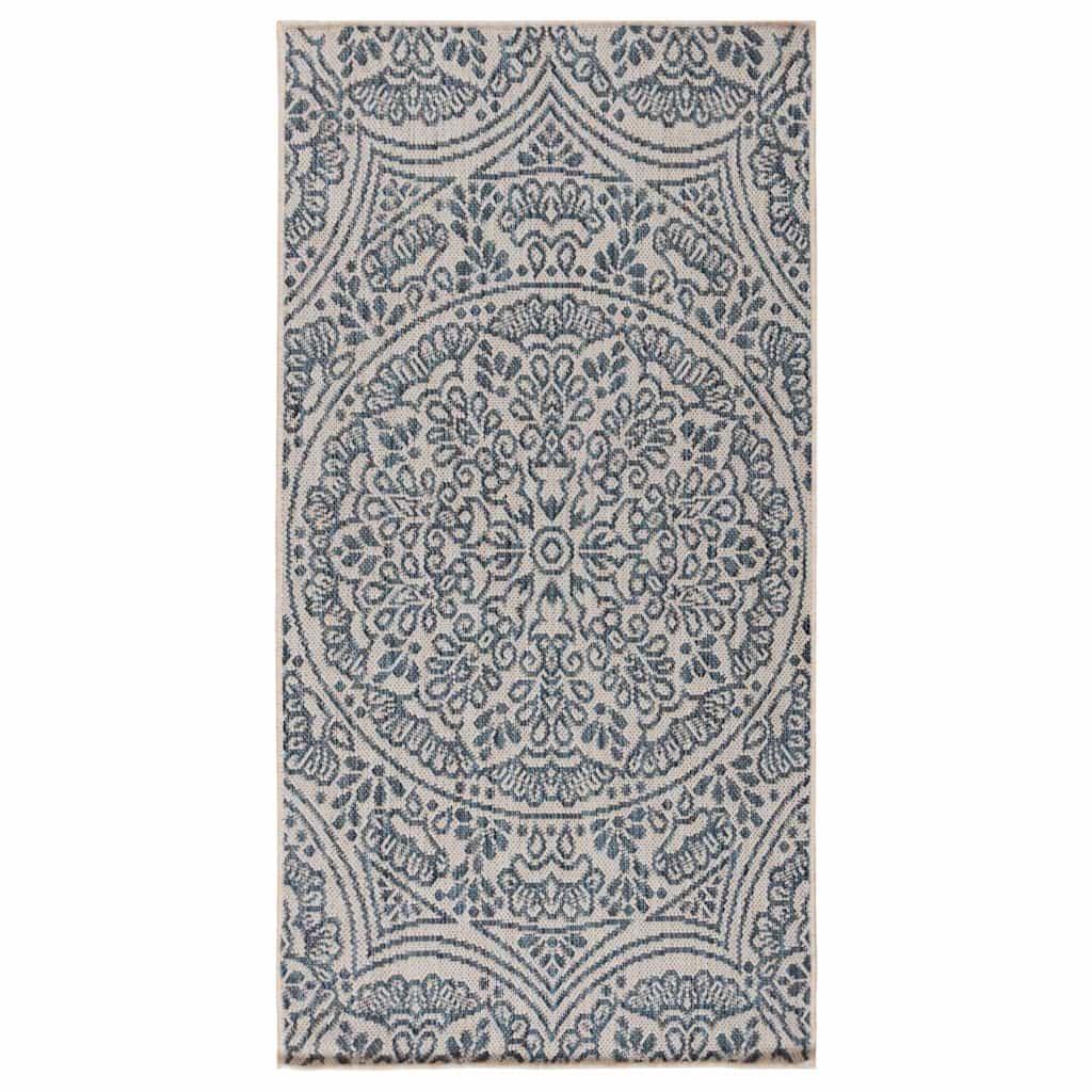 Alfombra de exterior de tejido plano rayas azules 120x170 cm