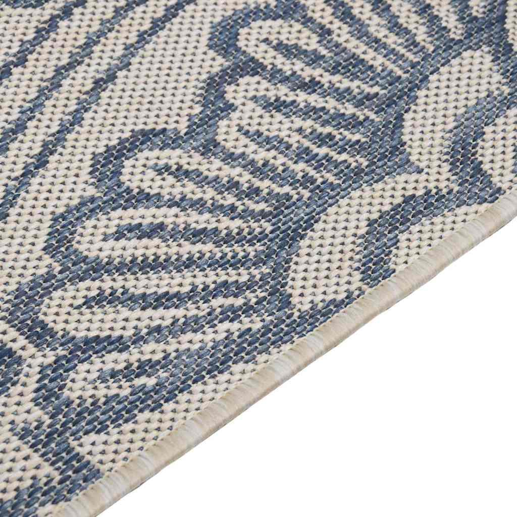 Alfombra de exterior de tejido plano rayas azules 120x170 cm