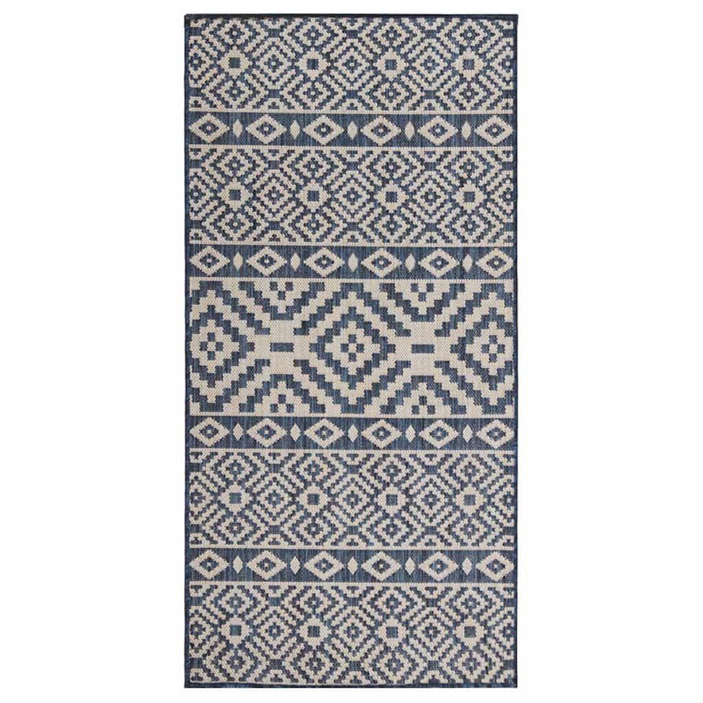 Alfombra de exterior de tejido plano rayas azules