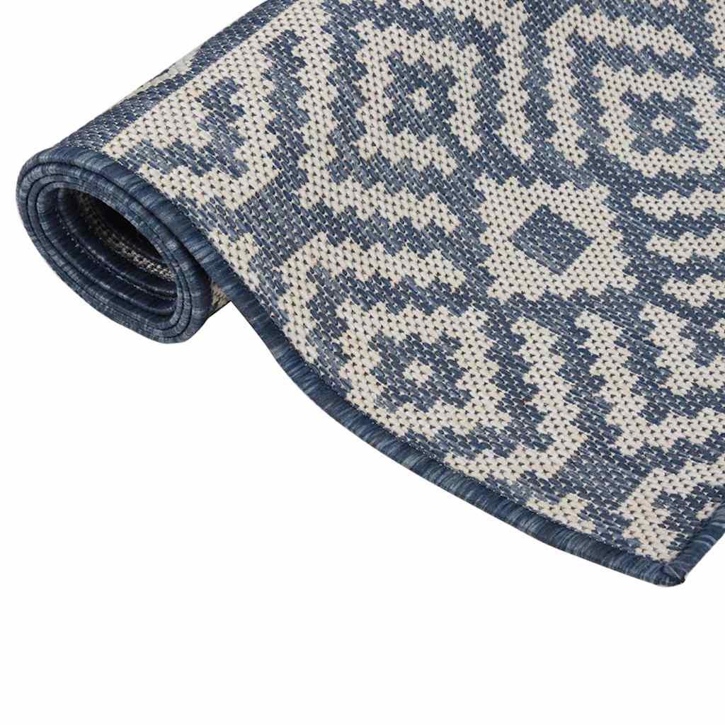 Alfombra de exterior de tejido plano rayas azules
