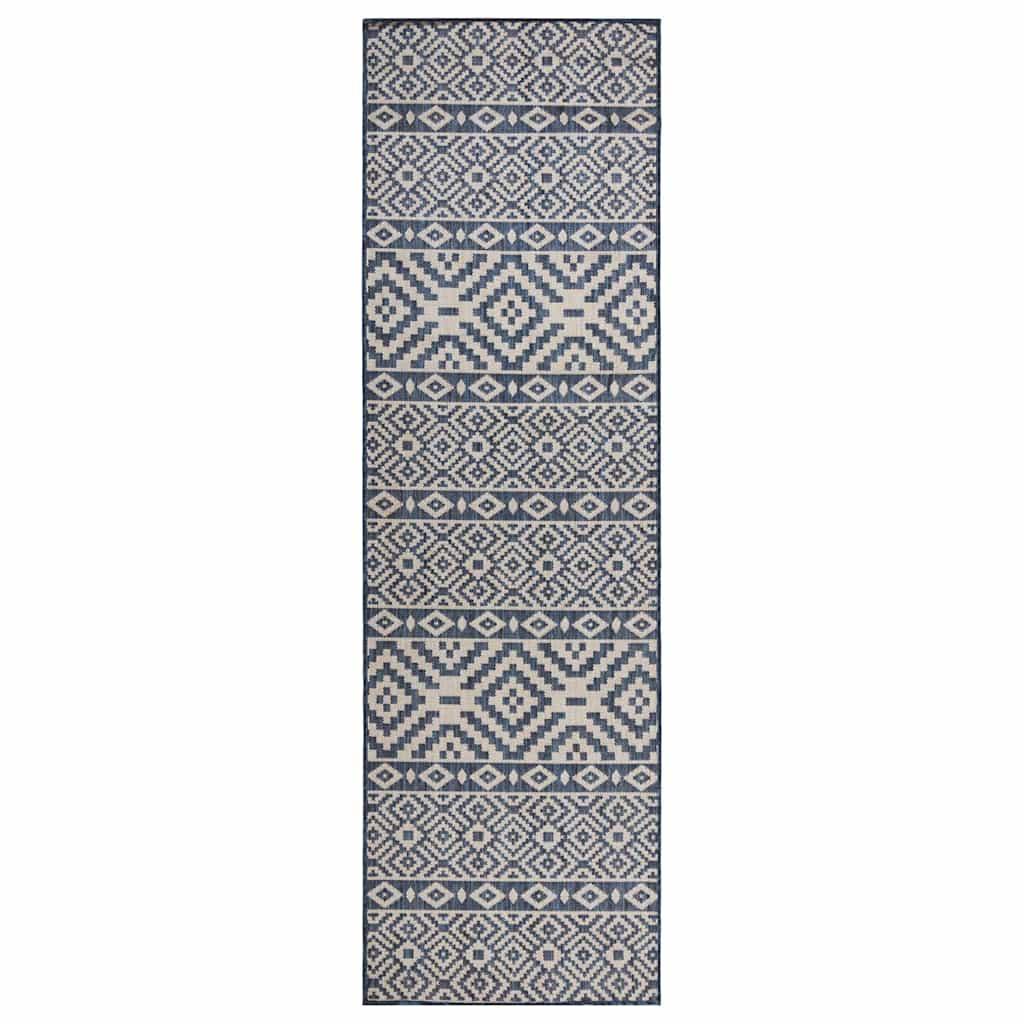Alfombra de exterior de tejido plano rayas azules 120x170 cm