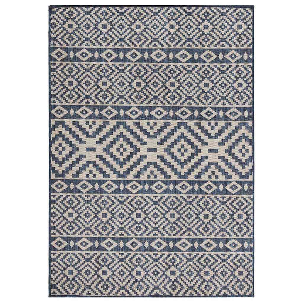 Alfombra de exterior de tejido plano rayas azules