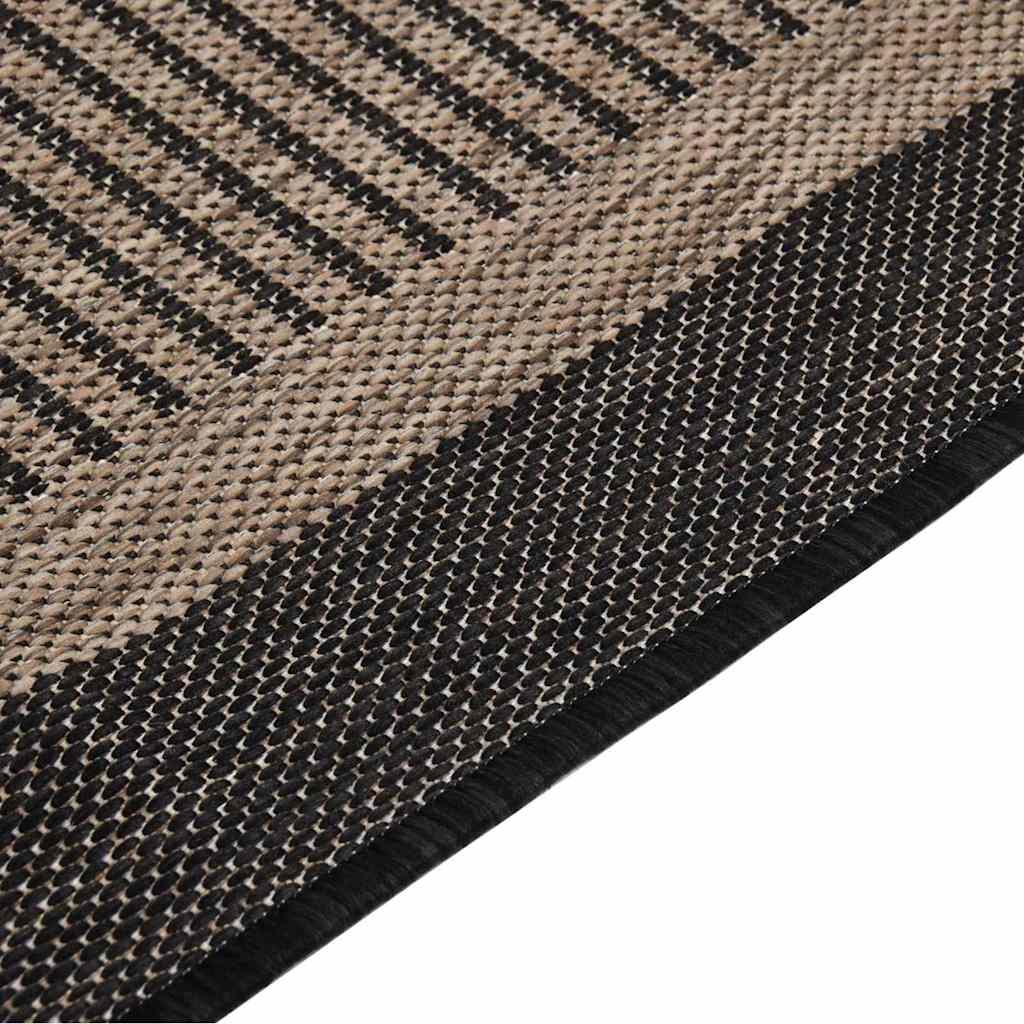 Alfombra de exterior de tejido plano marrón oscuro 120x170 cm