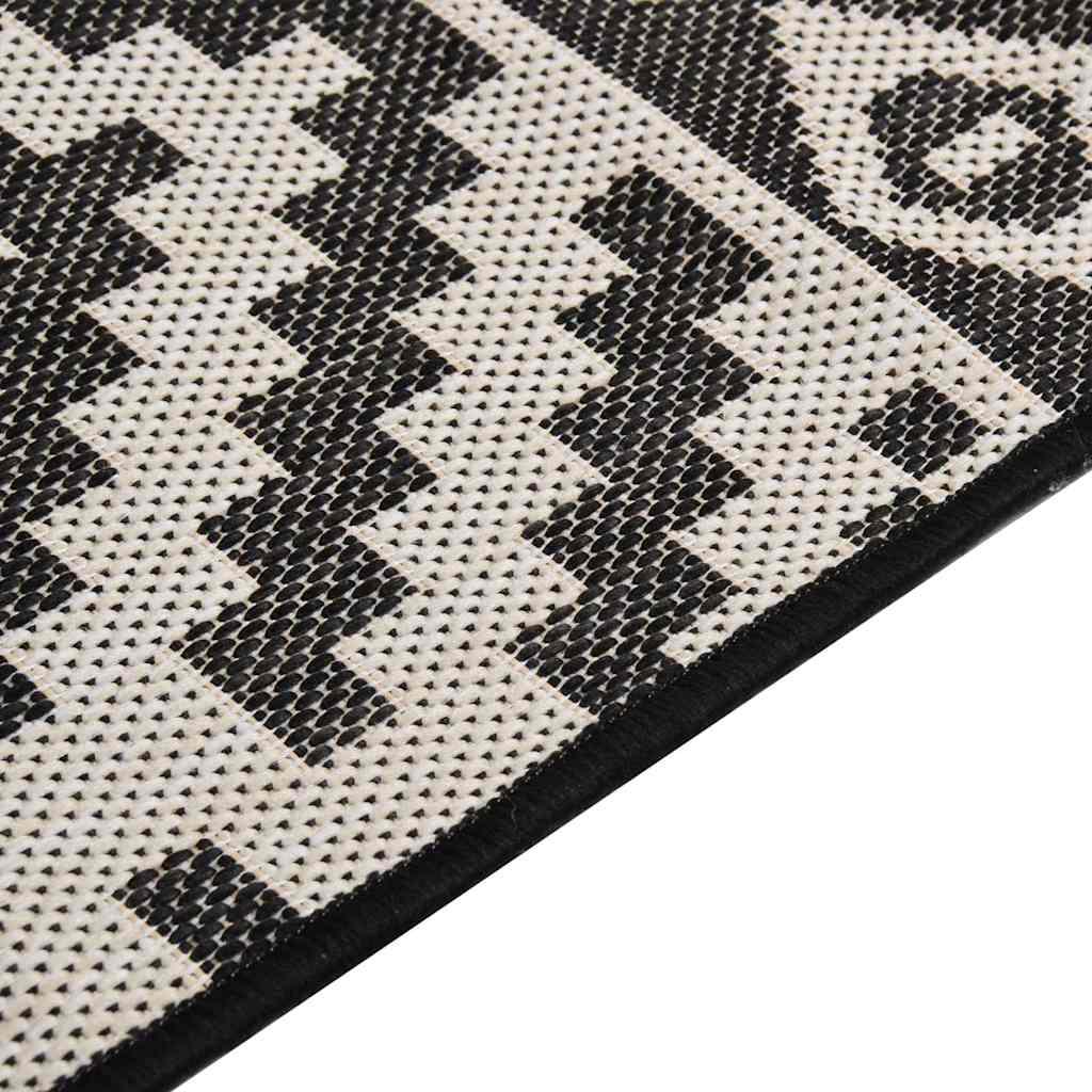 Alfombra de exterior de tejido plano rayas negras 100x200 cm