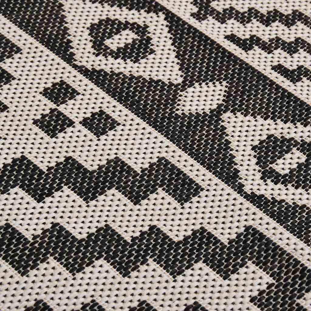Alfombra de exterior de tejido plano rayas negras 100x200 cm