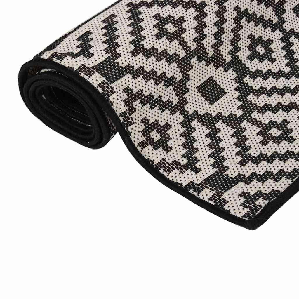Alfombra de exterior de tejido plano rayas negras 120x170 cm