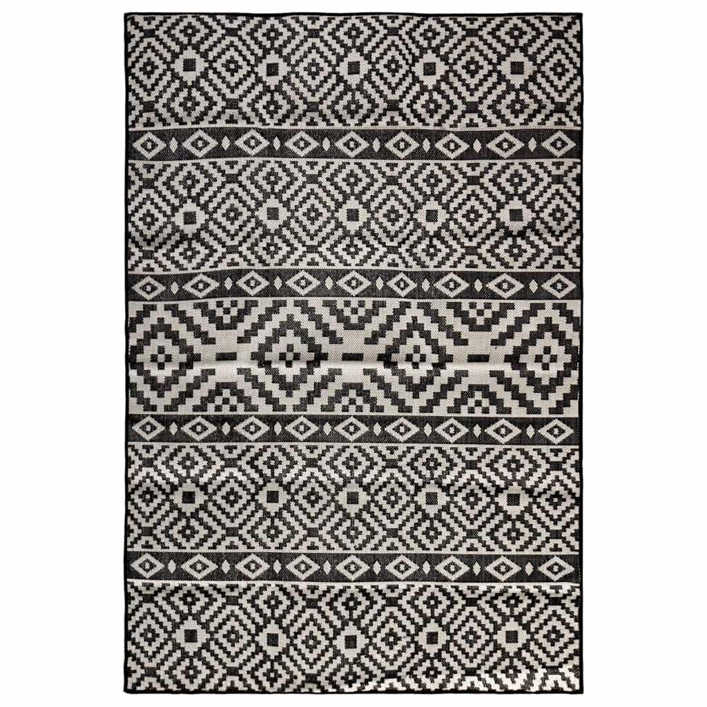 Alfombra de exterior de tejido plano rayas negras