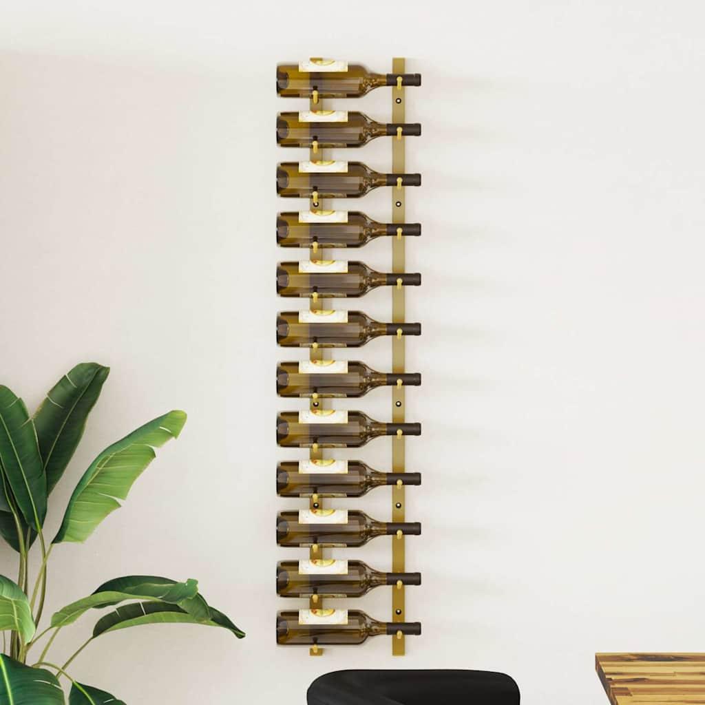 Botellero de pared para 12 botellas hierro dorado