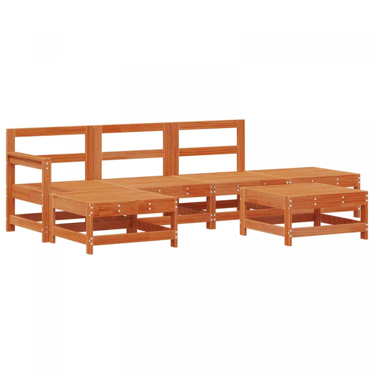 Conjunto de Sofás de Jardín 6 uds. Marrón Cera