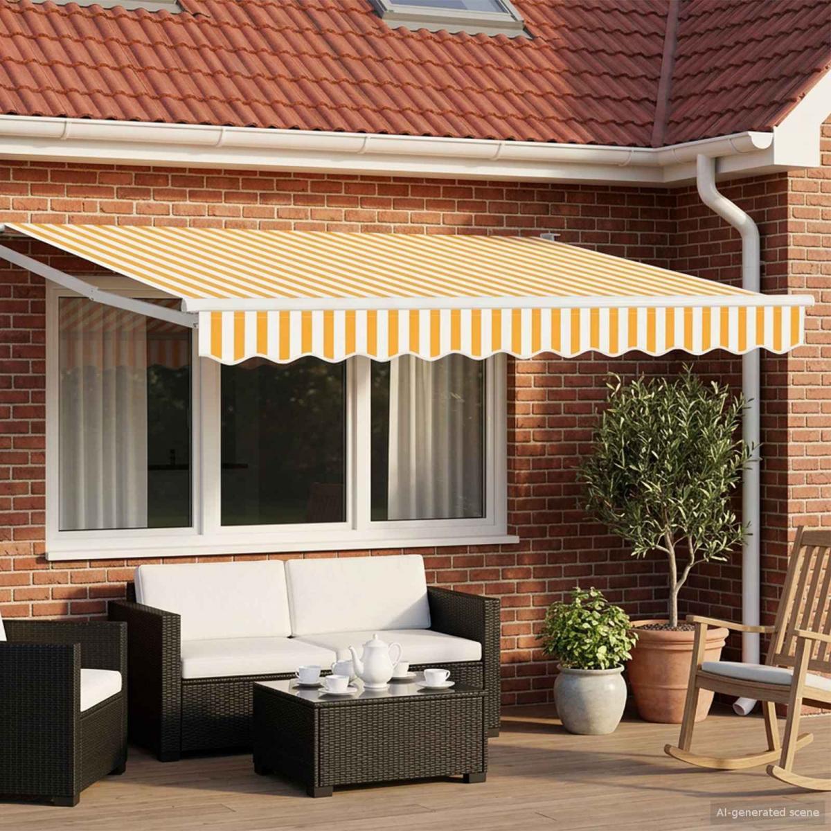 Toldo retráctil Amarillo y blanco 3 x 2 m