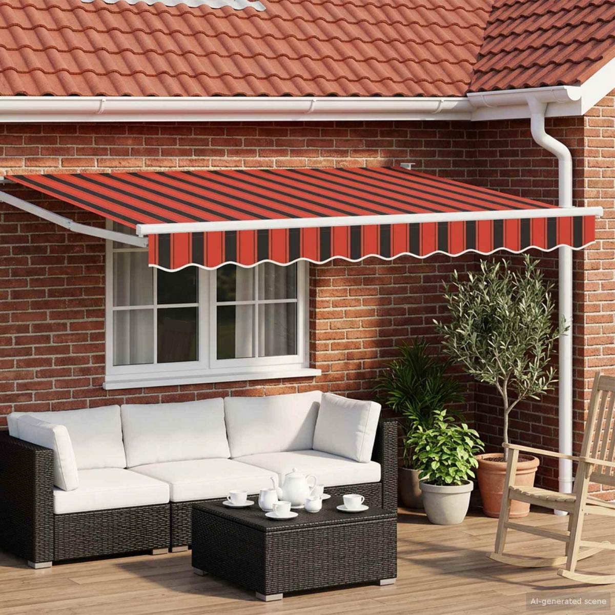 Toldo retráctil Naranja, Negro y Amarillo 3 x 2 m