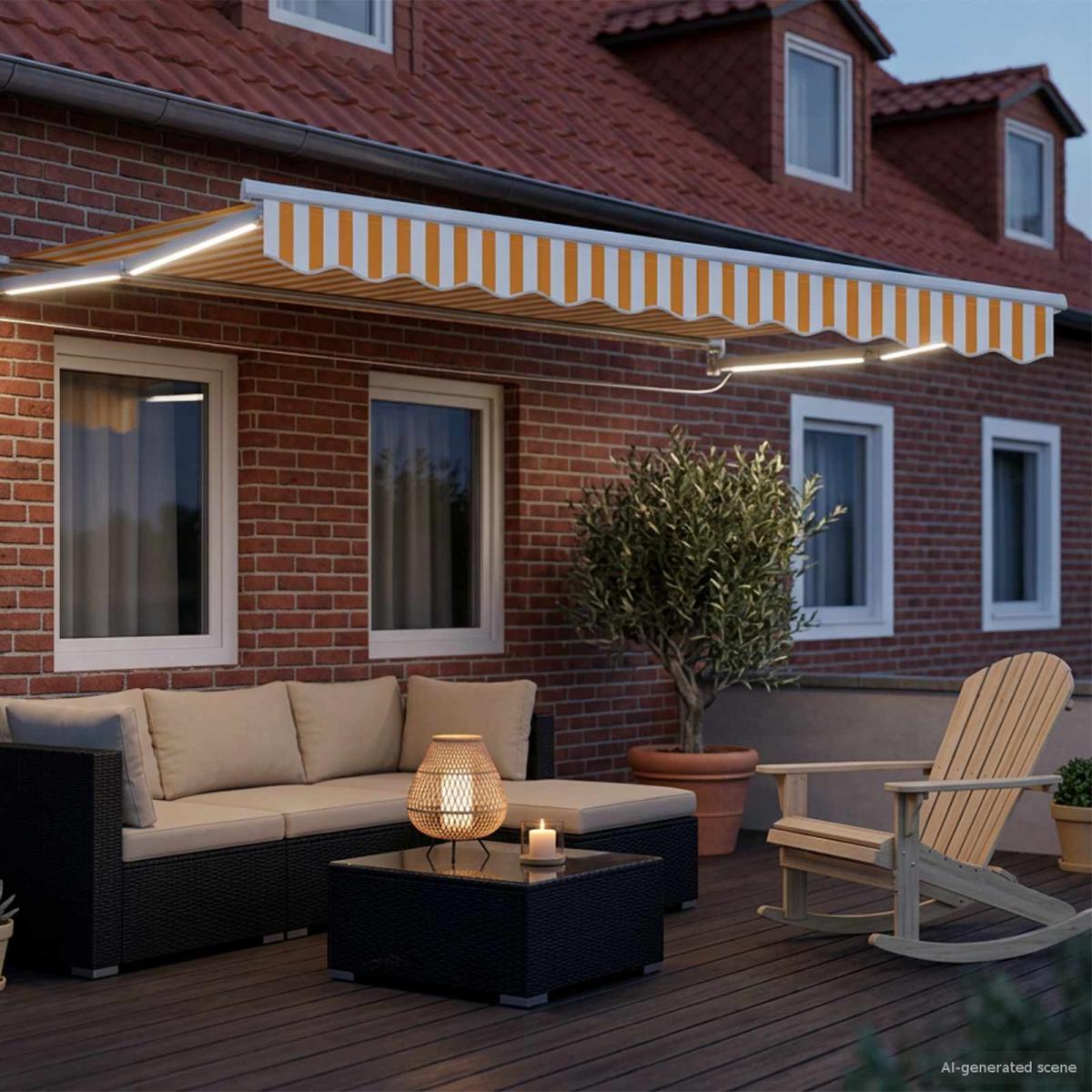 Toldo manual retráctil con LEDs