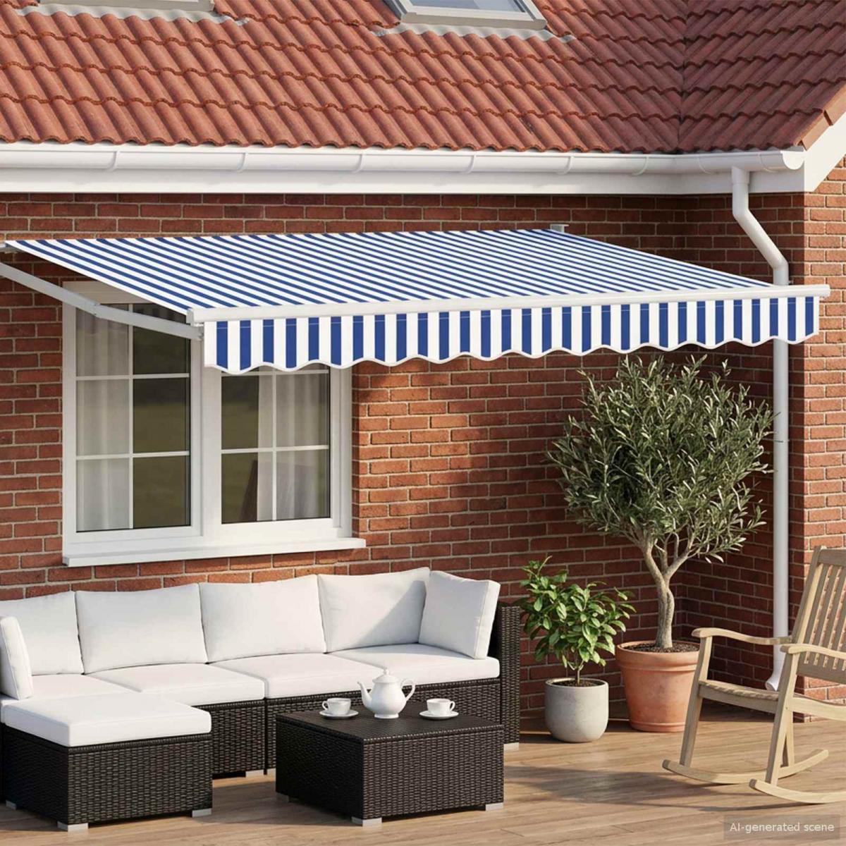 Toldo manual retráctil con LEDs Borgoña y Antracita 3,5 x 2,5 m