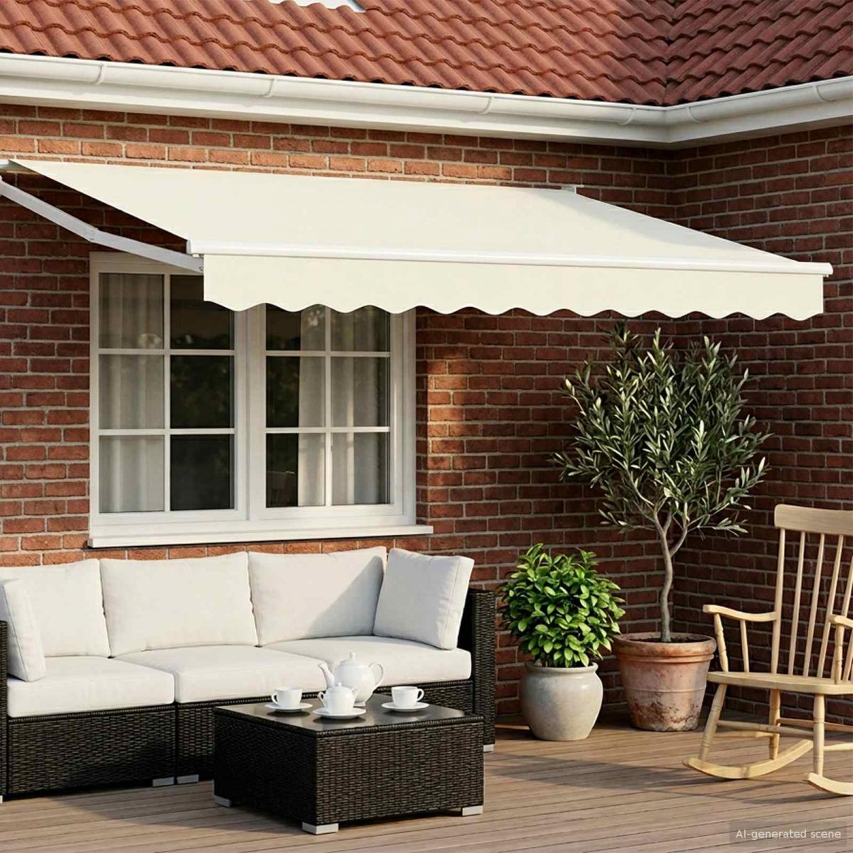 Toldo manual retráctil con LEDs Borgoña y Antracita 3,5 x 2,5 m