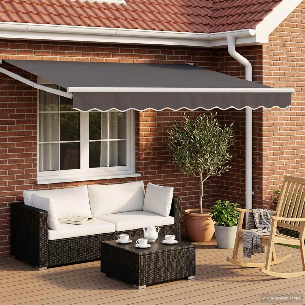 Toldo manual retráctil con LEDs Antracita y Blanco 3,5 x 2,5 m