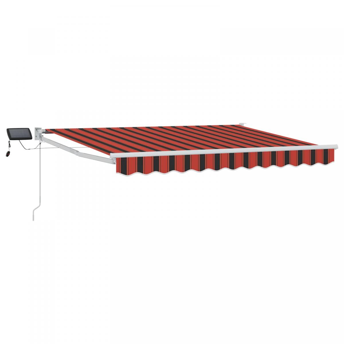 Toldo manual retráctil con LEDs Borgoña y Antracita 3,5 x 2,5 m