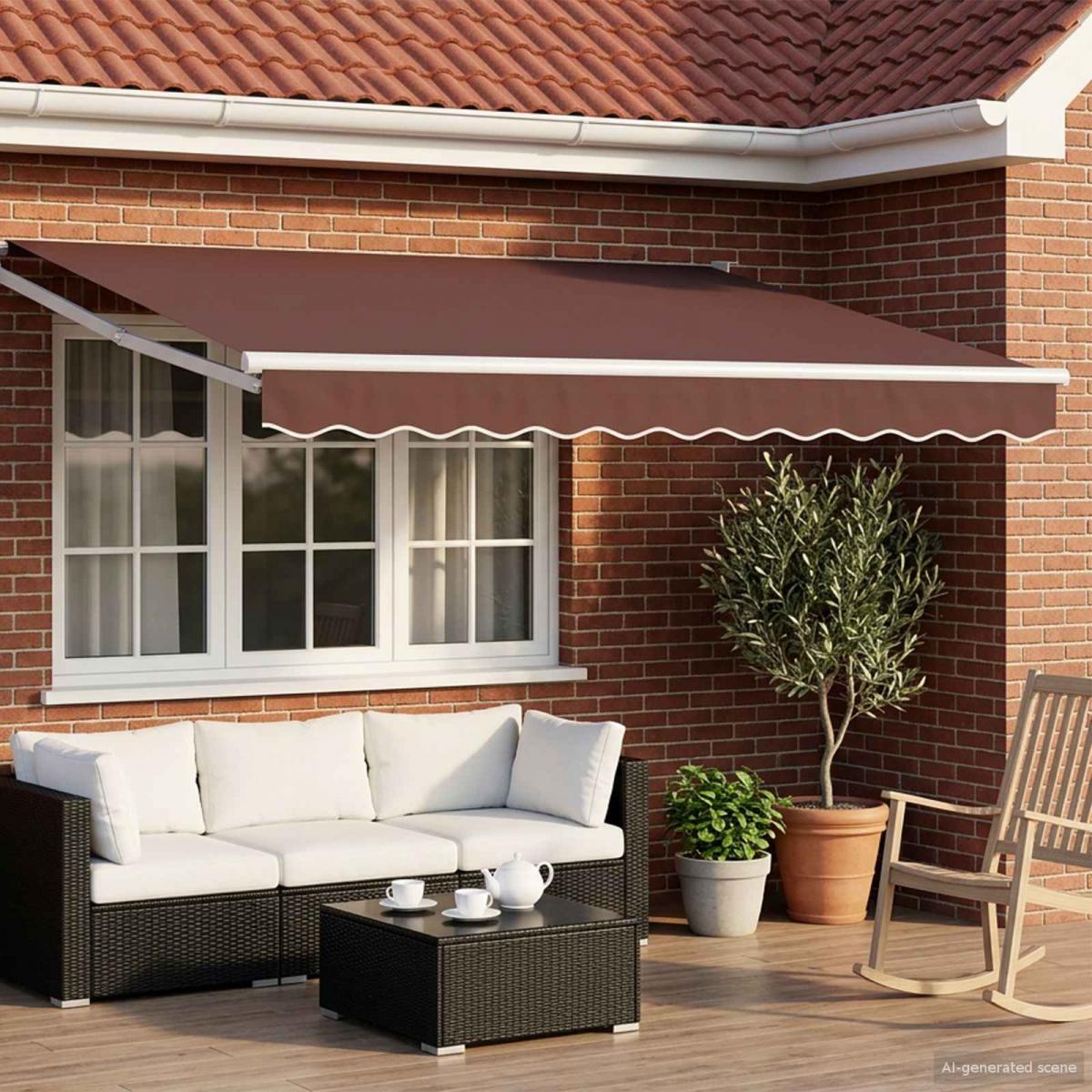Toldo manual retráctil con LEDs Antracita y Blanco 3,5 x 2,5 m