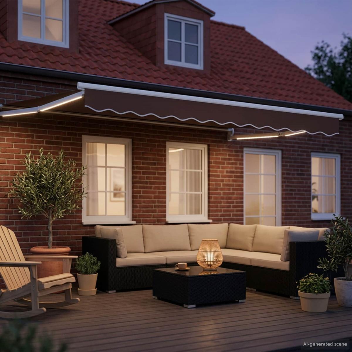 Toldo manual retráctil con LEDs Antracita y Blanco 3,5 x 2,5 m