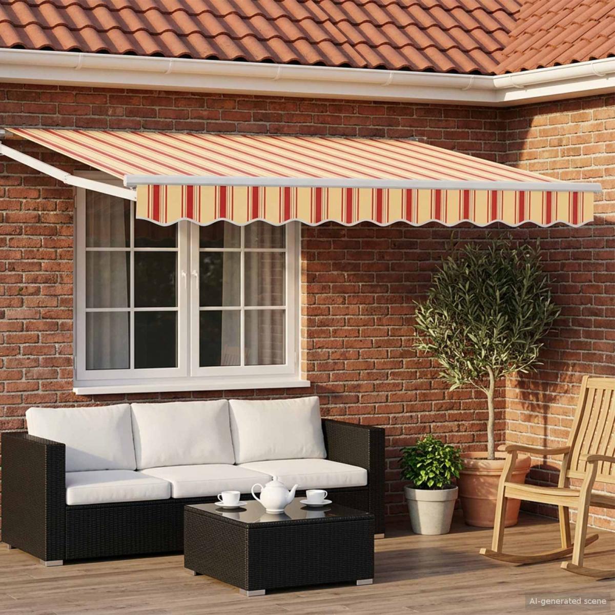 Toldo manual retráctil con LEDs Antracita y Blanco 3,5 x 2,5 m