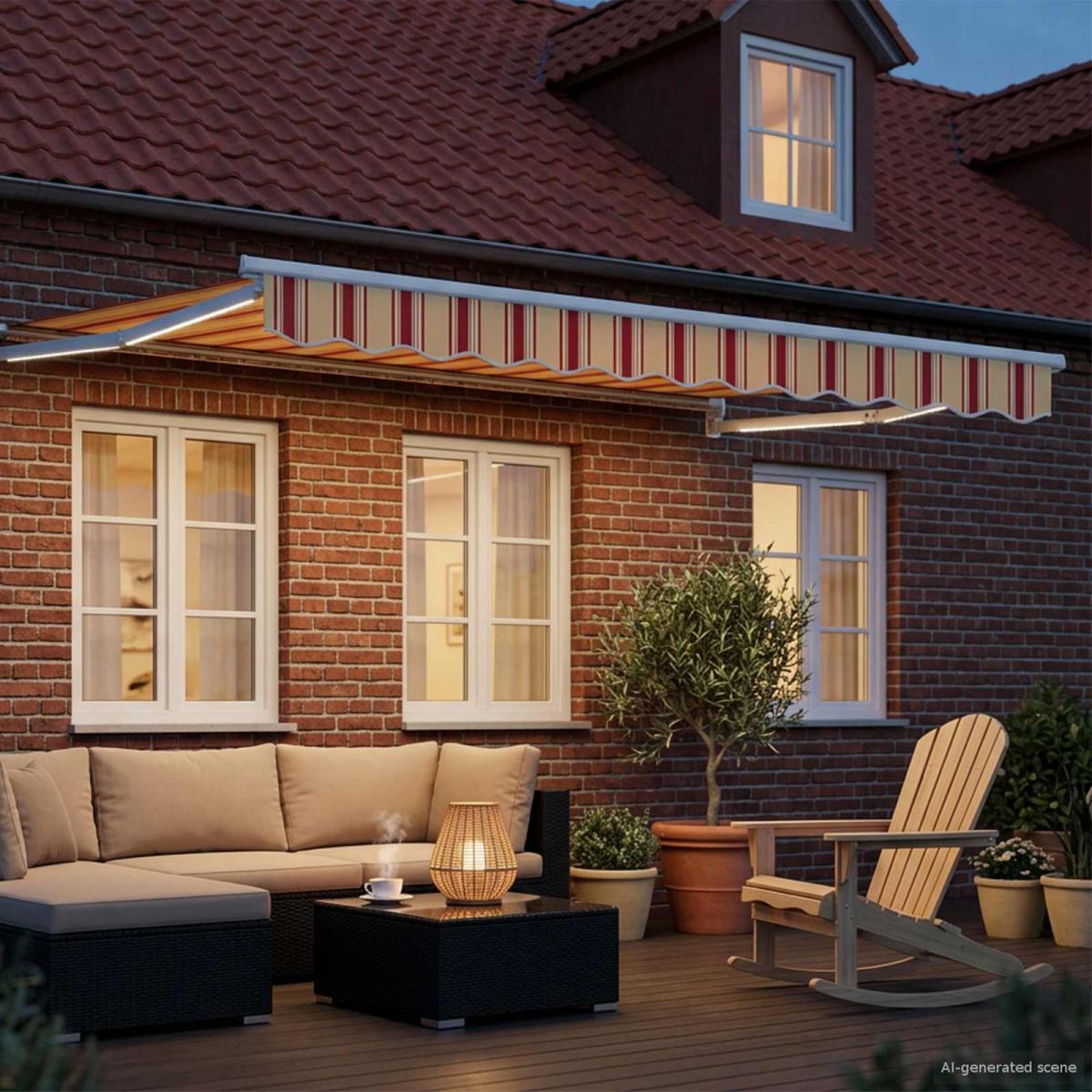 Toldo manual retráctil con LEDs Antracita y Blanco 3,5 x 2,5 m