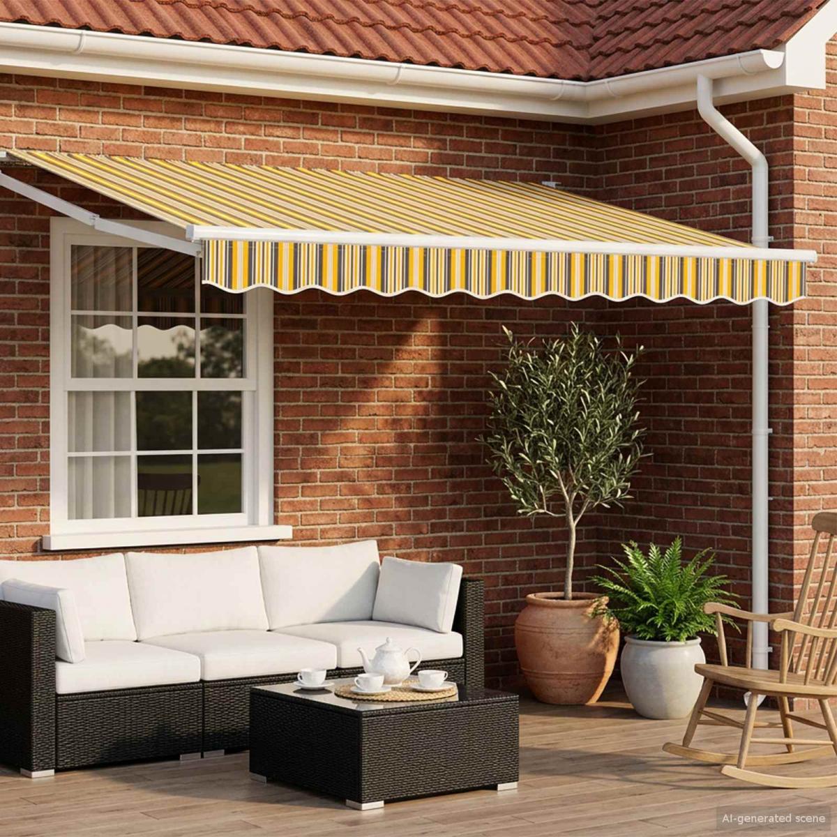 Toldo manual retráctil con LEDs Antracita y Blanco 3,5 x 2,5 m