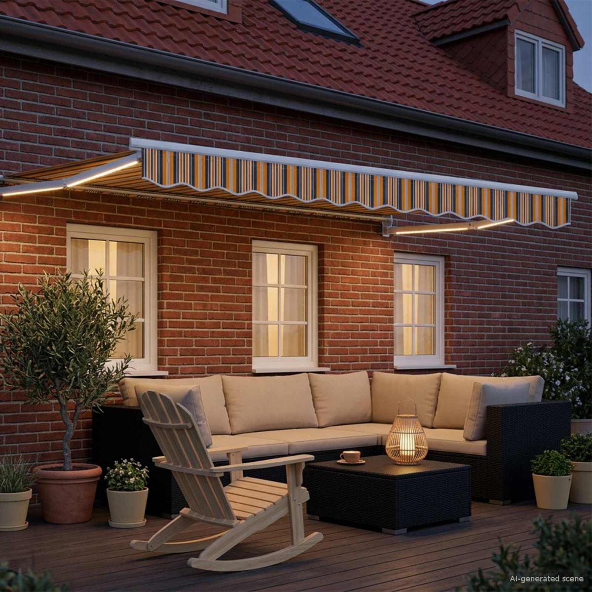Toldo manual retráctil con LEDs Antracita y Blanco 3,5 x 2,5 m