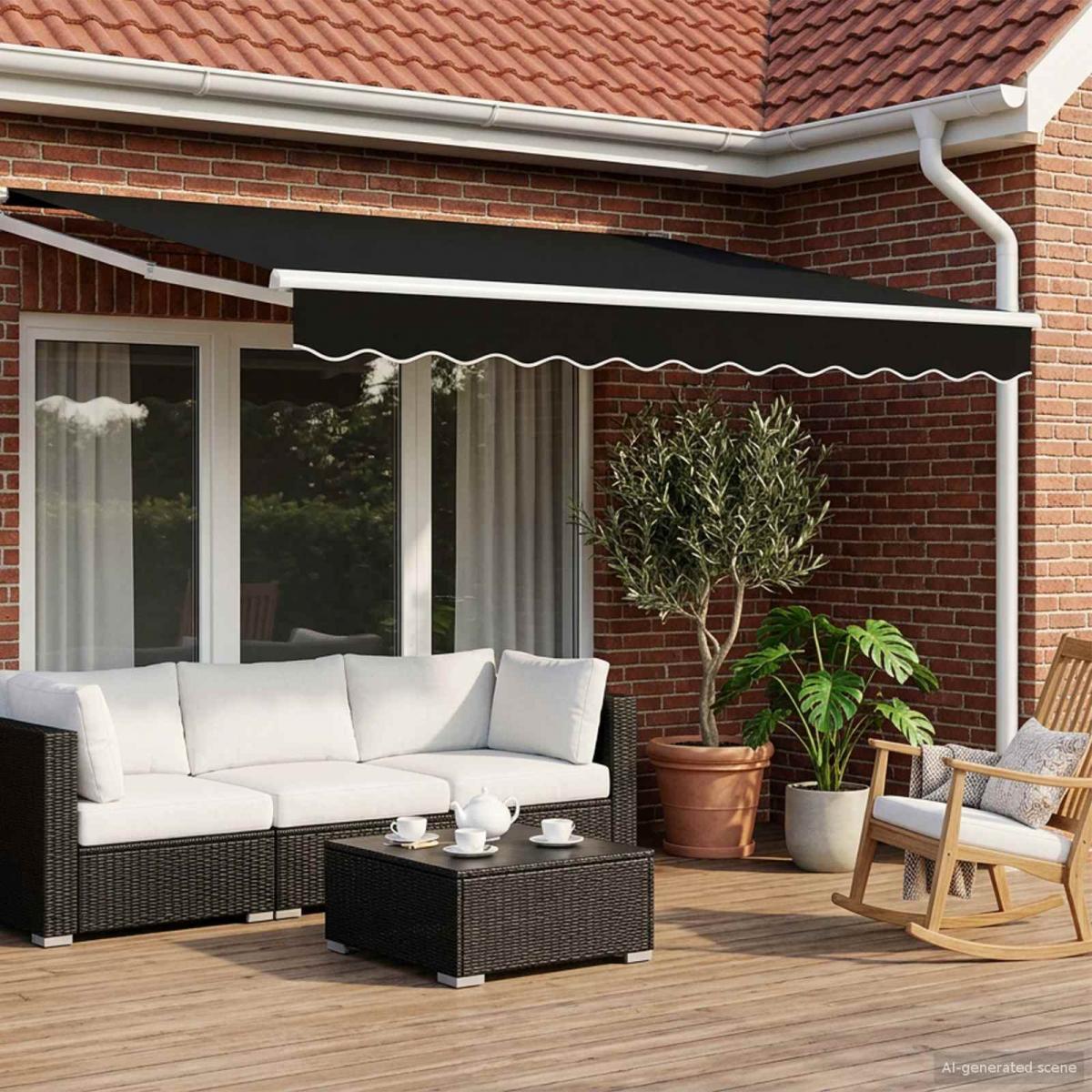 Toldo manual retráctil con LEDs Antracita y Blanco 3,5 x 2,5 m