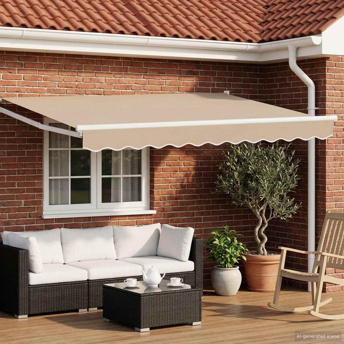 Toldo manual retráctil con LEDs Borgoña y Antracita 3,5 x 2,5 m