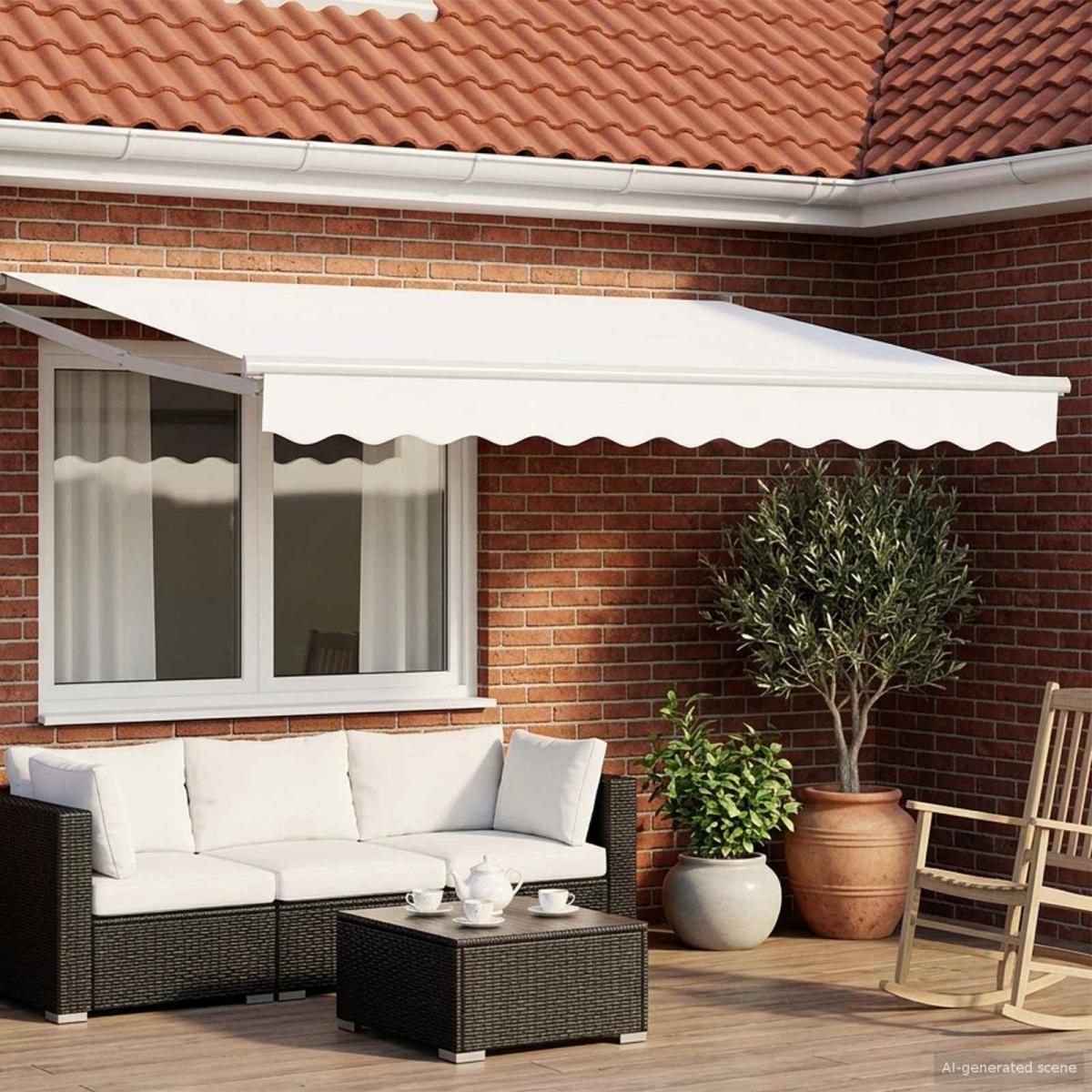 Toldo manual retráctil con LEDs Borgoña y Antracita 3,5 x 2,5 m