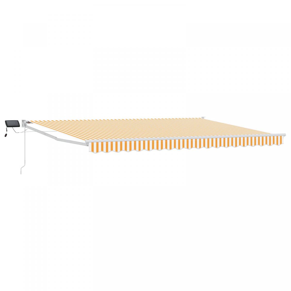 Toldo manual retráctil con LEDs Naranja, Marrón, Blanco 4 x 3 m