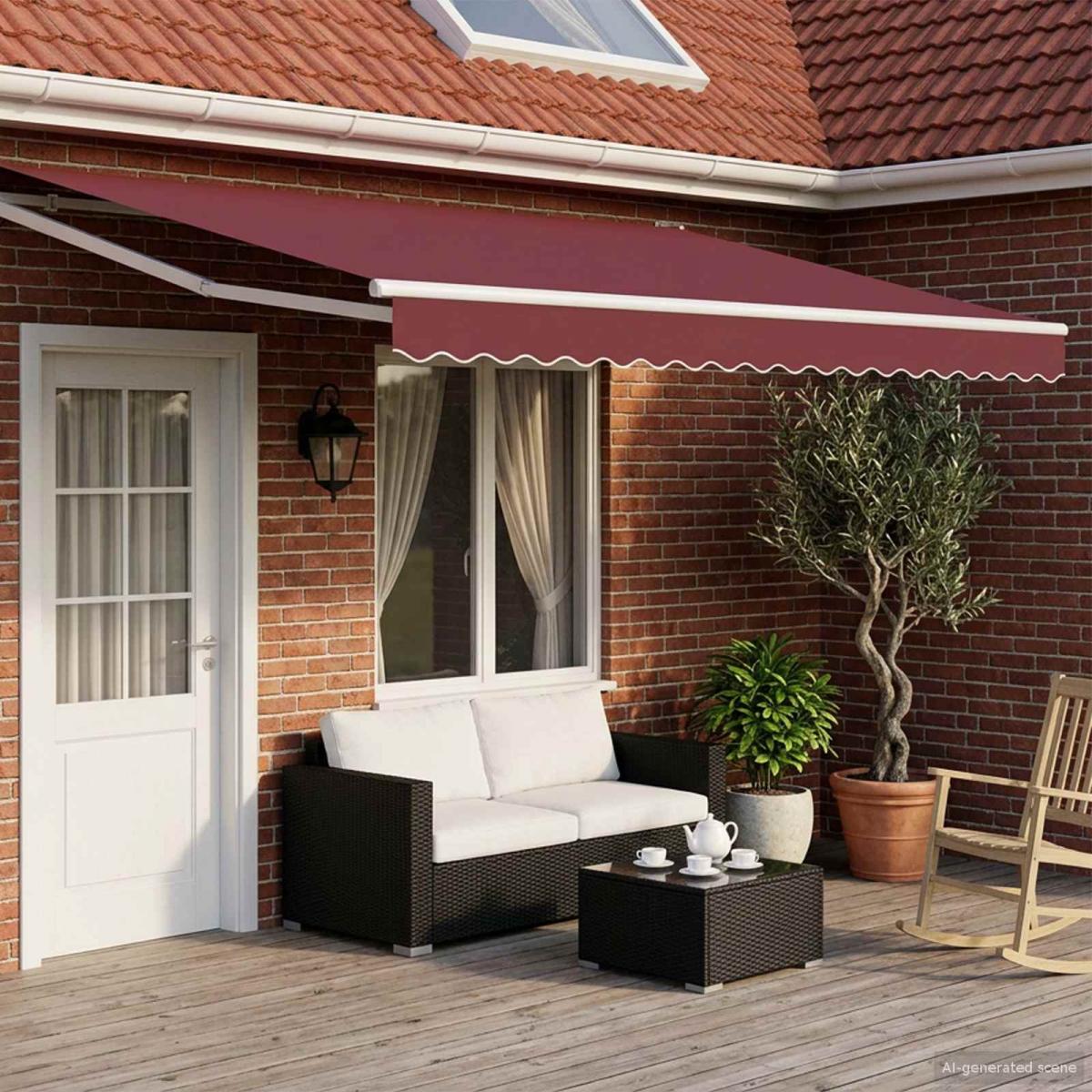Toldo manual retráctil con LEDs Naranja, Marrón, Blanco 4 x 3 m