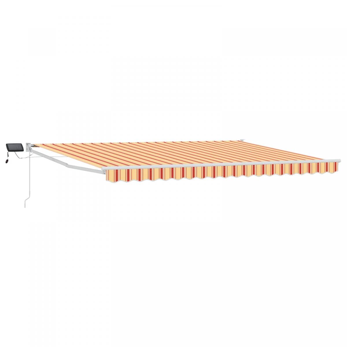 Toldo manual retráctil con LEDs Naranja, Marrón, Blanco 4 x 3 m